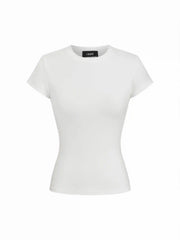Cotton-blend High Stretch Round Neck Short Sleeve Tee