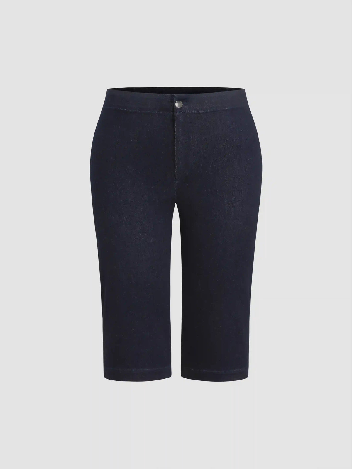 High Stretch Denim Mid Rise Straight Leg Capri Jeans Curve & Plus