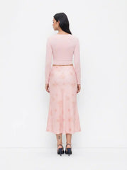 Square Neck Ruched Top & Floral Mermaid Maxi Skirt Set