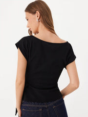 Twist Knot Short Sleeve Metal Detail Tee
