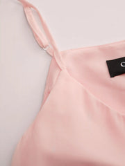 Chiffon V-neck Knotted Ruffle Hem Cami Mini Dress