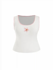 Cotton-blend Floral Beading Tank Top Curve & Plus
