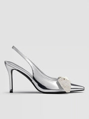 BOWKNOT POINT TOE SLINGBACK HEELS