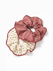 2 PCS POLKA DOT & GINGHAM SCRUNCHIE SET
