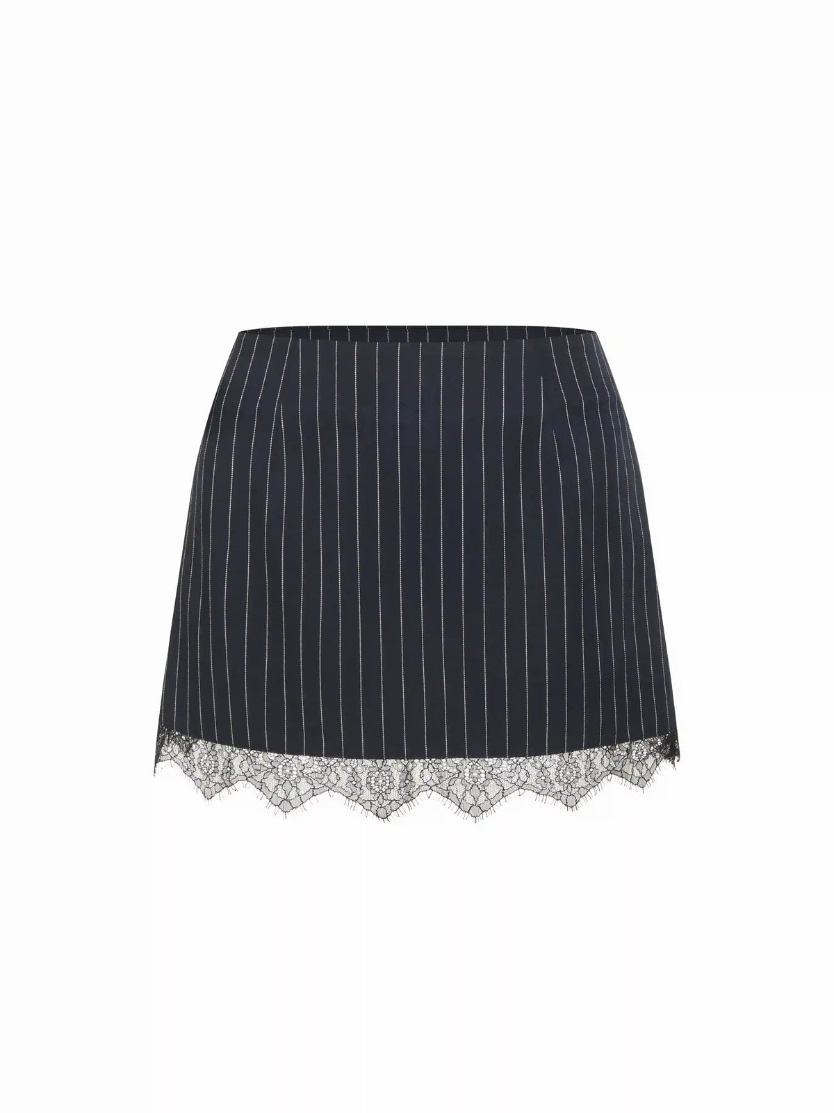 Stripe Low Rise Lace Trim A-line Mini Skirt