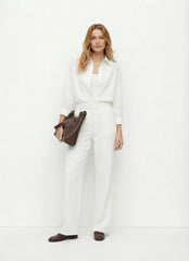 Cotton-blend Collar Shirt Bodysuit