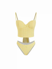 Sweetheart Floral Bowknot Underwire Tankini Low Rise Cheeky Bikini Set