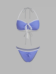 Sweetheart Knotted Ruched Halter Bikini Set