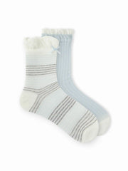 2 PAIRS BOWKNOT & STRIPED CREW SOCKS SET