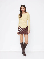 Knit Round Neck Long Sleeve Asymmetrical Cardigan