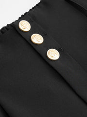 Mid Rise Pleated Button Wide Leg Trousers Curve & Plus