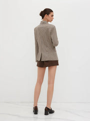 Notched Collar Check Blazer