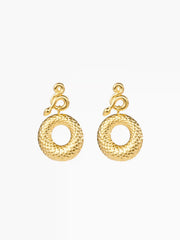18k Gold Plated Snake Shaped Drop Hoop Earrings