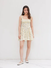 Cotton-blend Ditsy Floral Ruched Mini Cami Dress