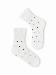 3 PAIRS POLKA DOT LACE TRIM CREW SOCKS