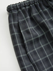 Cotton-blend Plaid Drawstring Wide Leg Trousers