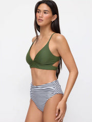 Striped Strappy Bikini Swimsuit