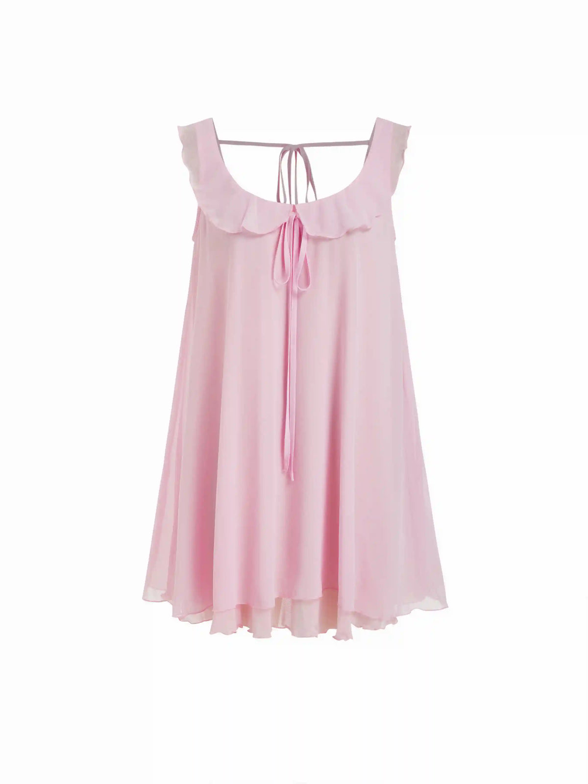 Scoop Neck Sleeveless Ruffle Bowknot Mini Nightdress